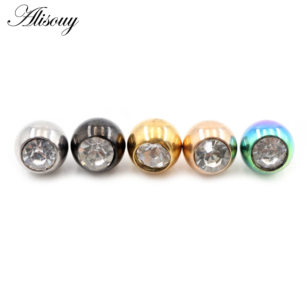 Body Jewelry Replacement Ball - 2 pezzi, 14G/16G, zircone, acciaio inossidabile,