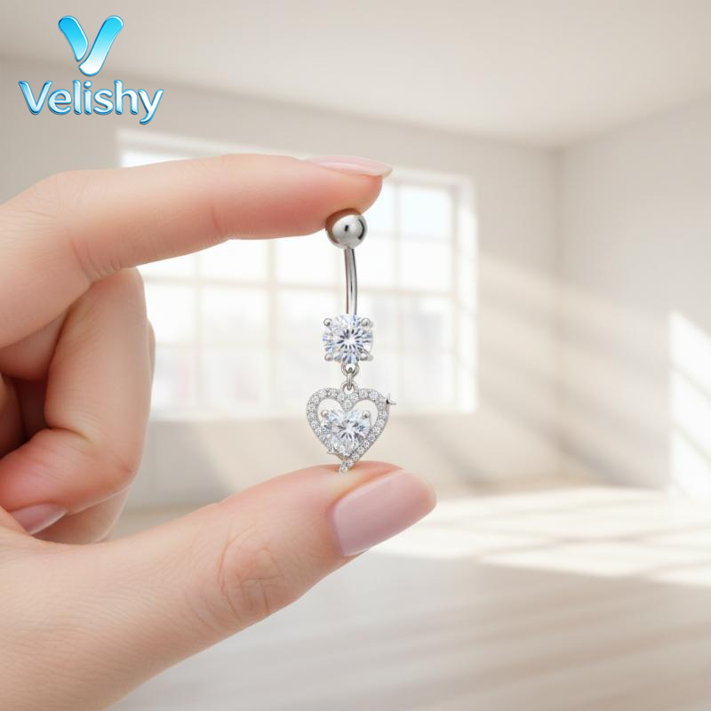 Body Jewelry Surgical Steel - Anello Pendente per Ombelico in Acciaio