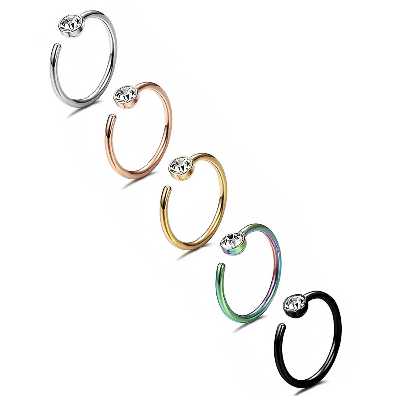 Body Jewelry Surgical Steel - 5 pezzi, anelli per il naso