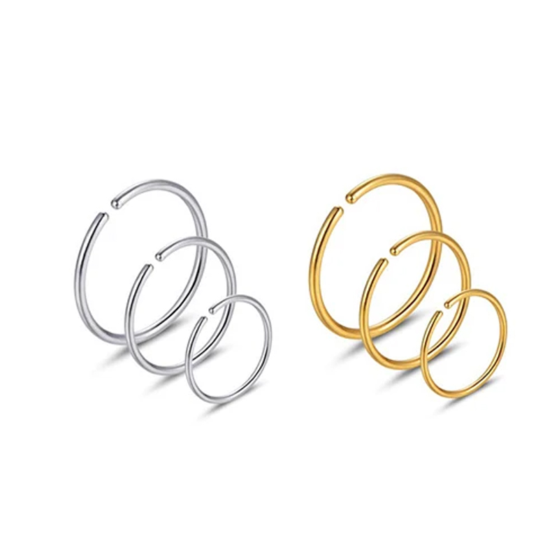 Body Jewelry Surgical Steel - Set di 6 Anelli per Naso