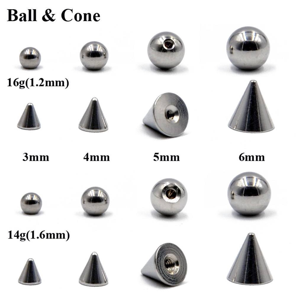 Body Jewelry Replacement Ball - 100 pz/lotto Acciaio 14G 16G Piercing