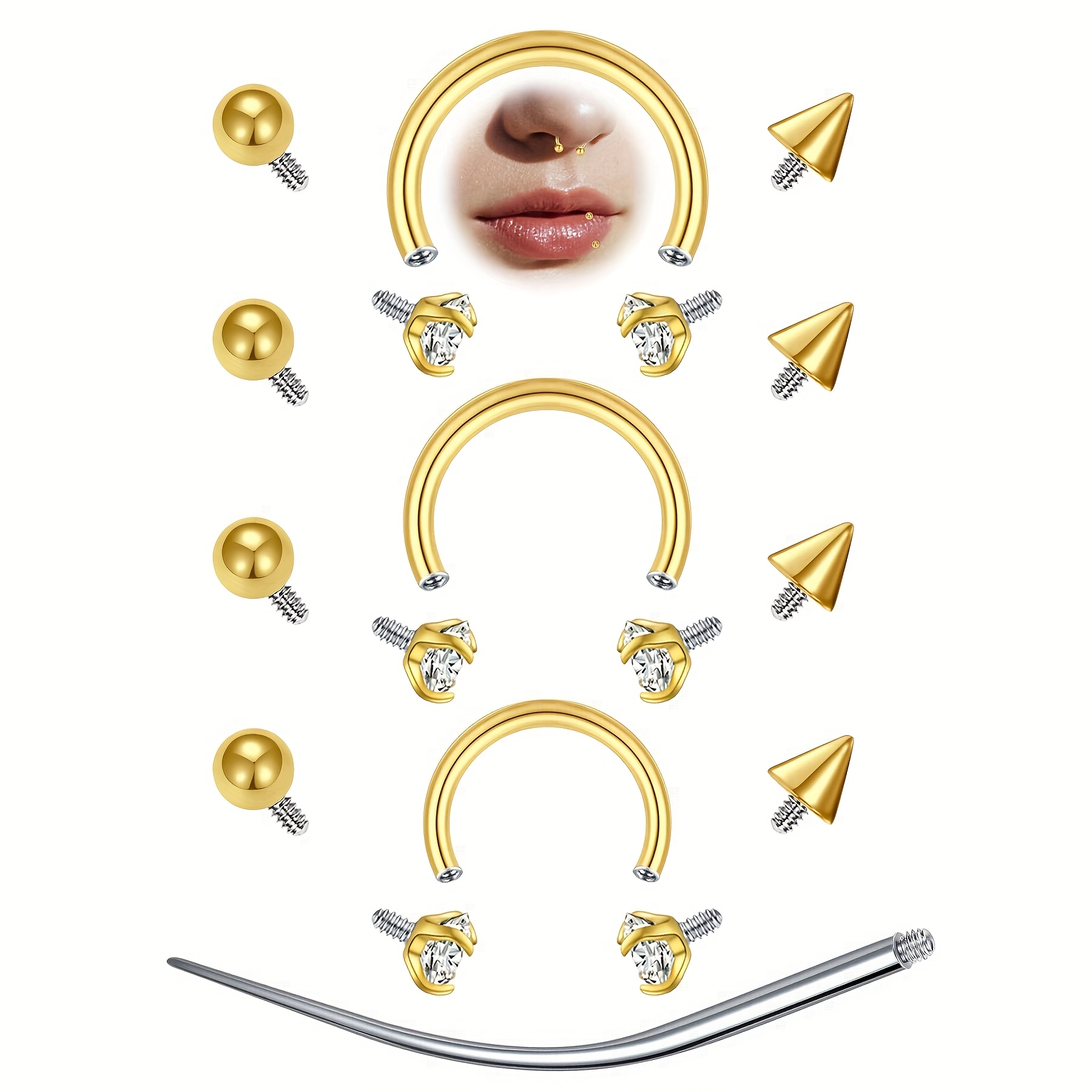 Body Jewelry Replacement Ball - 12 pezzi 16G anelli per setto