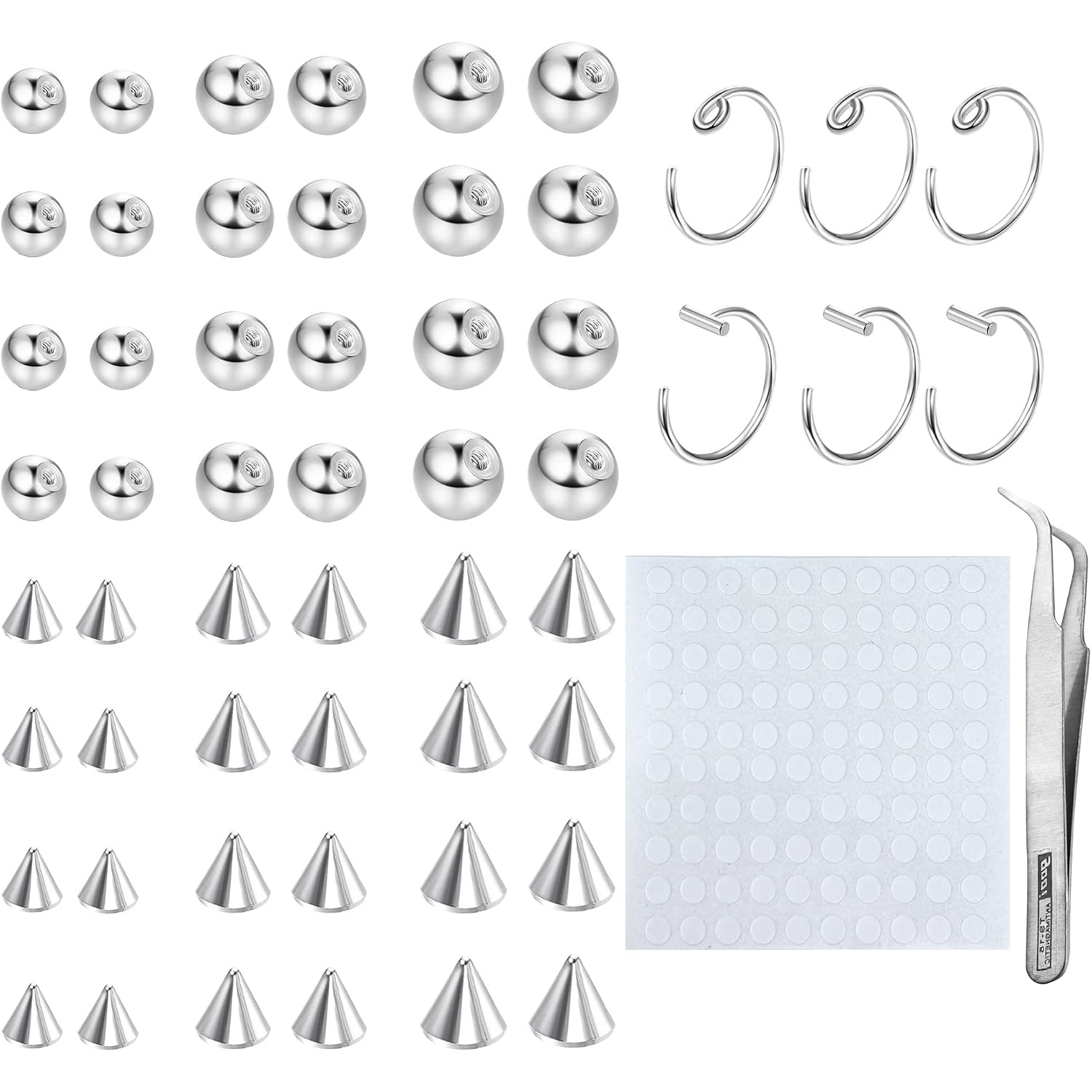 Body Jewelry Replacement Ball - Drperfect Anelli Finti per Sopracciglia, Borchie