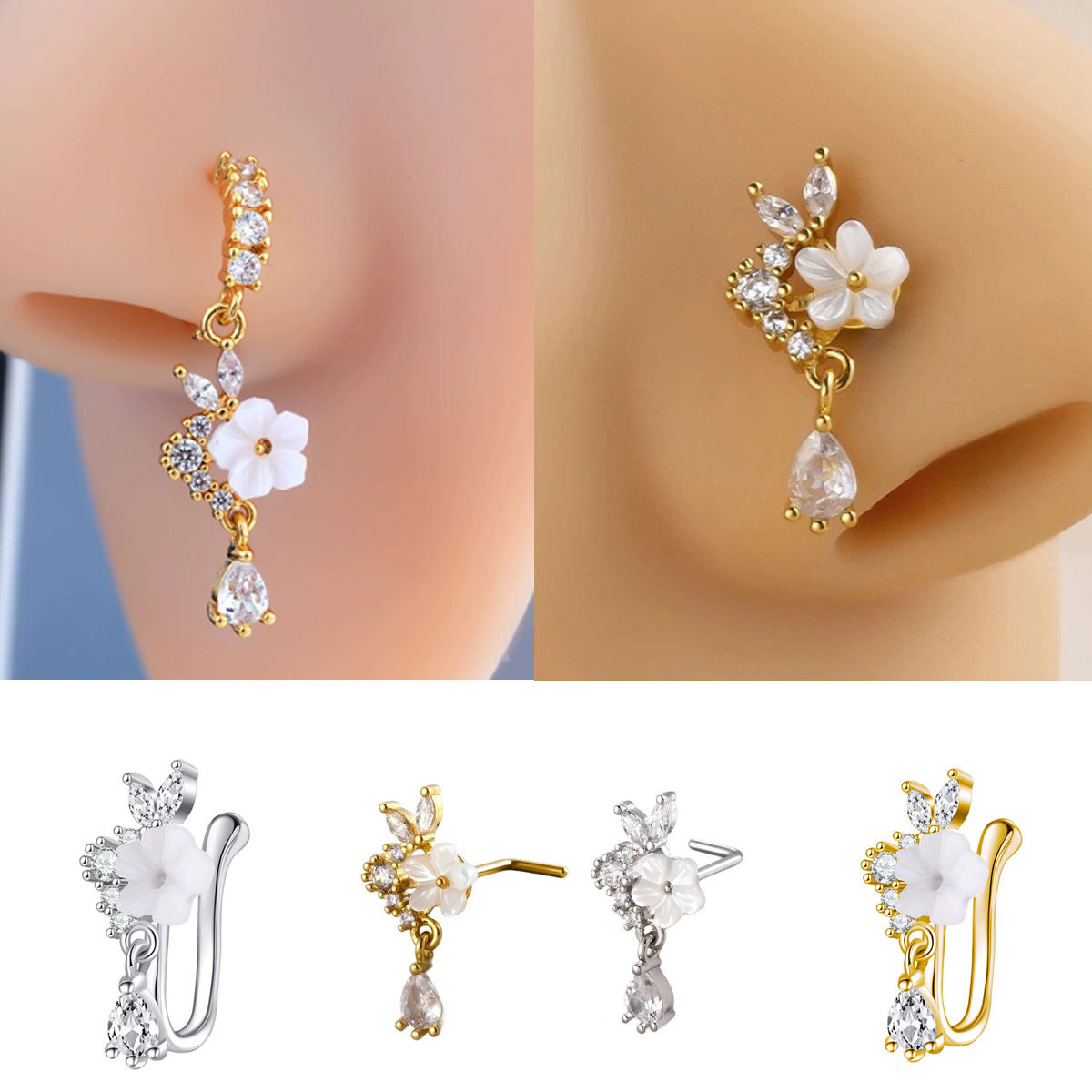 Anello per Naso a Fiore Dorato - Body Jewelry Surgical Steel recensione e prezzo