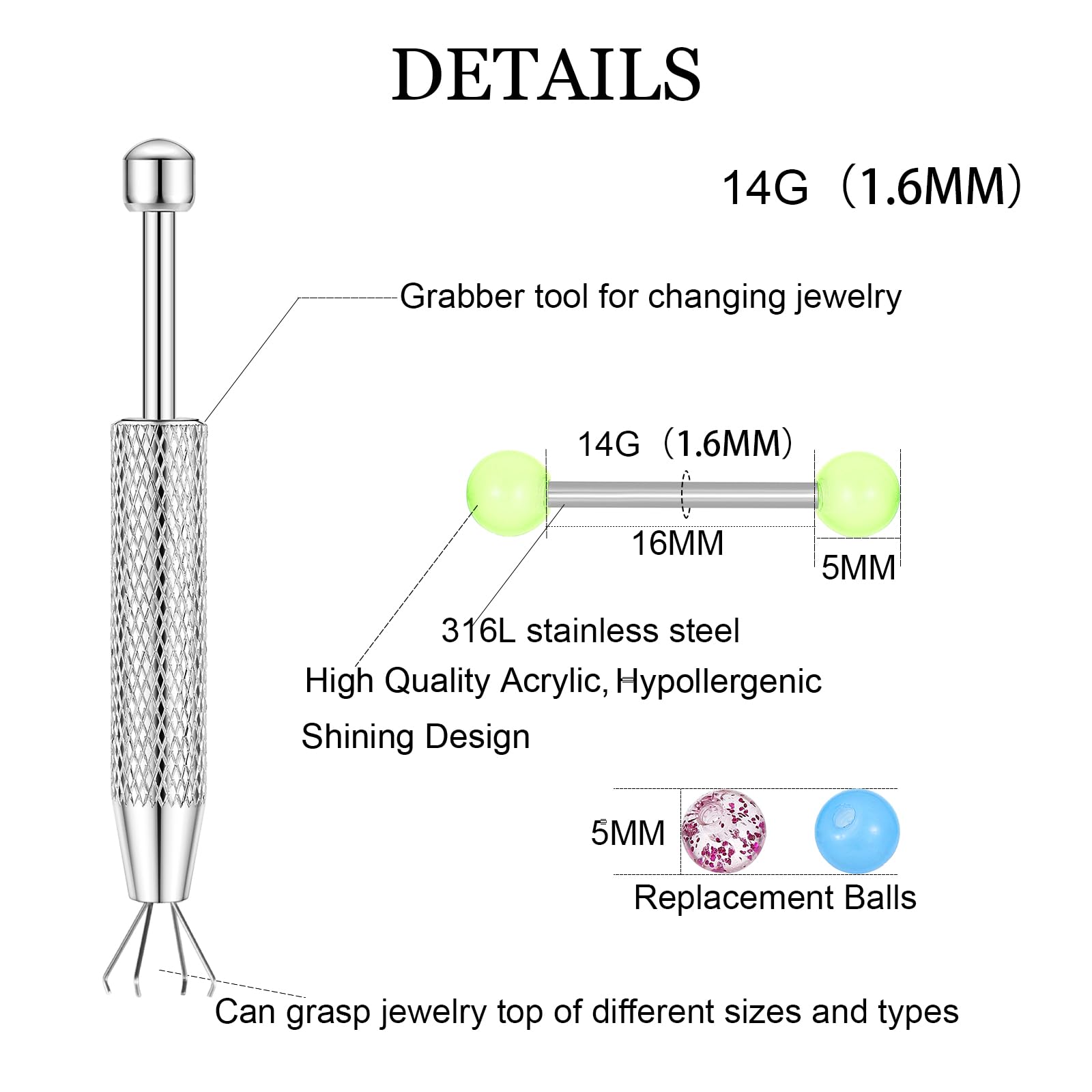 12PCS Barbell anelli capezzoli - Body Jewelry Replacement Ball recensione e prezzo
