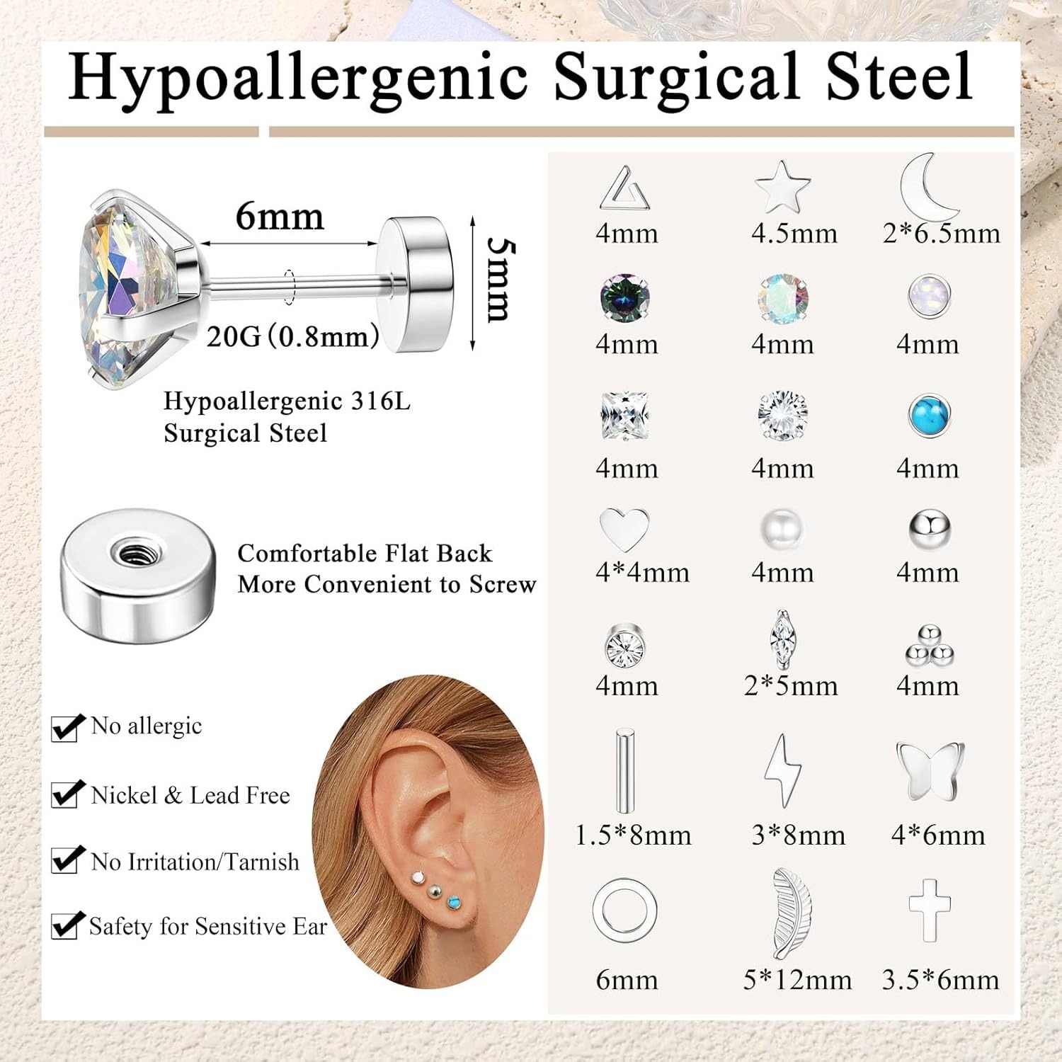 Florideco 1 paio di orecchini  - Body Jewelry Surgical Steel recensione e prezzo