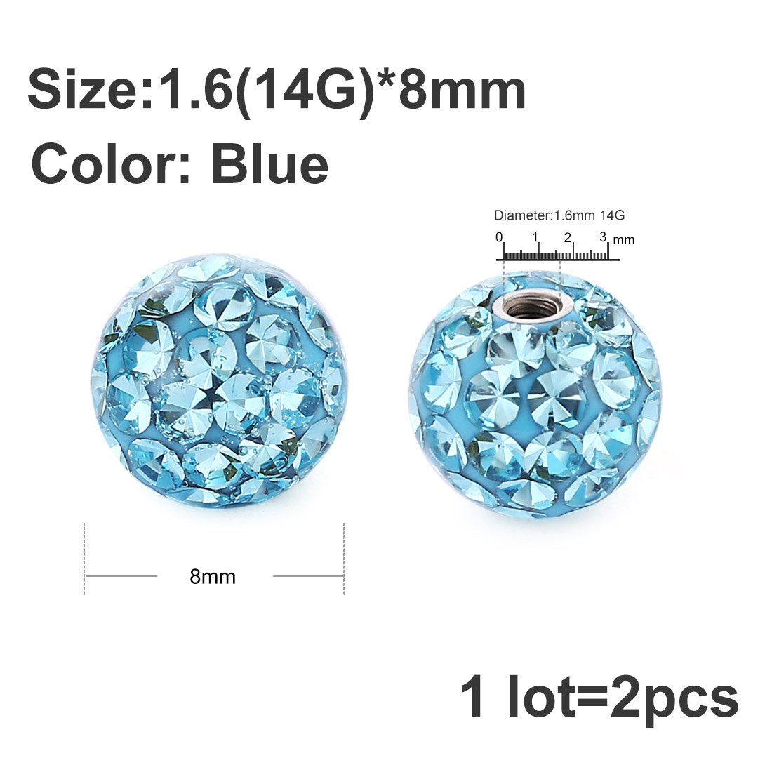 2 pz 14G 16G chirurgico corpo  - Body Jewelry Replacement Ball recensione e prezzo