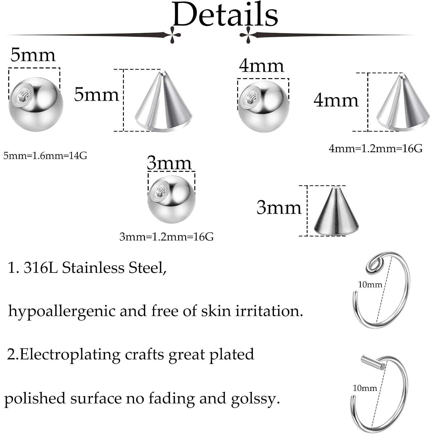 Drperfect Anelli Finti per Sop - Body Jewelry Replacement Ball recensione e prezzo